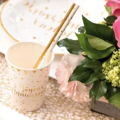 Gobelet En Carton Joyeux Anniversaire Or X 10 Pi Ces