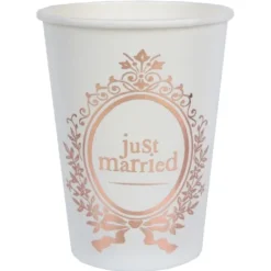 Gobelet En Carton Rose Gold Just Married X 10 Pi Ces