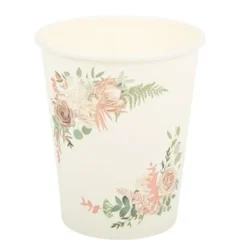 Gobelet En Carton Theme Peony Vegetal X 8 Pi Ces