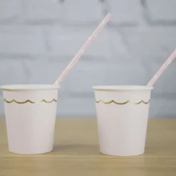 Gobelet Festonn S 200 Ml Rose Pastel Et Or X 8 Pi Ces