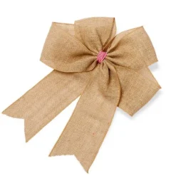 Grand Noeud En Jute Avec Ruban Vichy