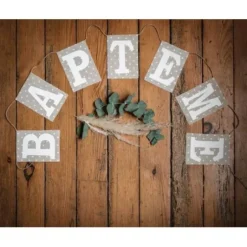 Guirlande Bapt Me Lin Et Blanc