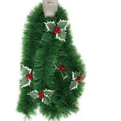 Guirlande De Noel Feuilles Vertes Avec Baies Rouge