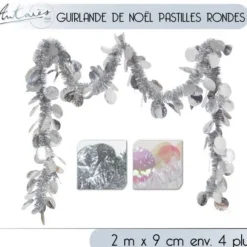 Guirlande De Noel Pas Cher Pastille Ronde Argent / Blanc