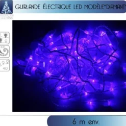 Guirlande Lectrique De Noel Diamant 40 Led Bleue