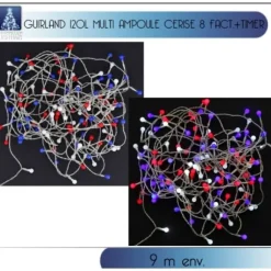 Guirlande Lumineuse 120 Led Ampoule Cerise Multicolore