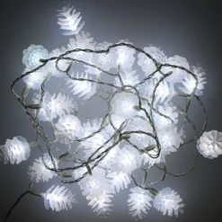 Guirlande Lumineuse 40 Led Pomme De Pin Blanc