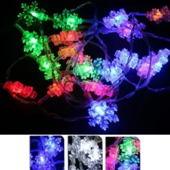 Guirlande Lumineuse À Pile 20 Led Flocon De Neige Bleu