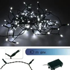 Guirlande Lumineuse À Pile Ext Rieur 100 Led Blanc
