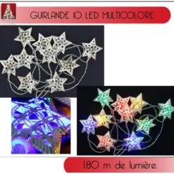 Guirlande Lumineuse A Pile 10 Led Etoile Multicolore