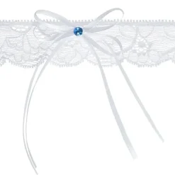 Jarreti Re Dentelle Blanc Avec Diamant Bleu