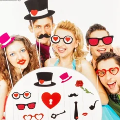 Kit Photobooth Mariage Theme Coeur X 12 Pi Ces