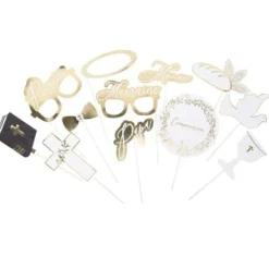 Kit Photobooth Pas Cher Communion Or X 12 Pi Ces