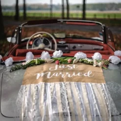 Kit Voiture Mariage Romantique Jute Et Dentelle