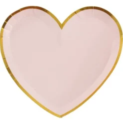 Lot De 10 Assiettes Carton Forme Coeur Rose