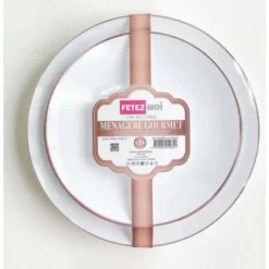 Lot De 16 Assiettes Plastique R Utilisables Gourmet Rose Gold