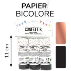 Lot De 3 Canons Confettis Noir Et Rose Gold 11Cm Papier De Soie