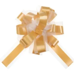 Lot De 5 Grands Noeuds En Tulle Or 50Mm