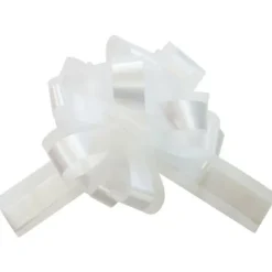 Lot De 5 Grands Noeuds En Tulle Blanc 50Mm