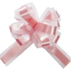 Lot De 5 Grands Noeuds En Tulle Rose 50Mm