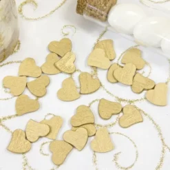 Lot De 30 Petits Confettis Coeurs En Bois M Tallis Or