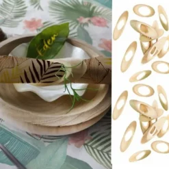 Lot De 24 Ronds De Serviette En Bambou Naturel