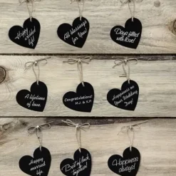 Marque Place Ardoise Coeur Naturel Avec Corde X 8 Pi Ces