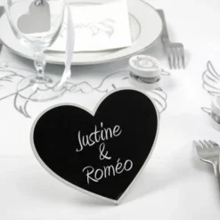 Marque Table Coeur Ardoise Blanc