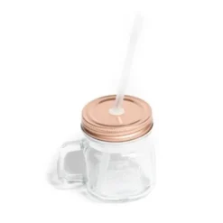 Mason Jar Rose Gold Avec Paille