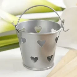 Mini Seau M Tal Argent + Coeurs