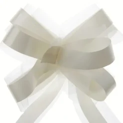 Noeud Automatique En Tulle Ecru X 5 Pi Ces