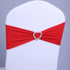 Noeud De Chaise Mariage En Coeur Lycra Rouge