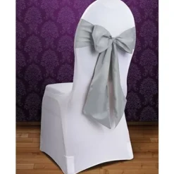 Noeud De Chaise Mariage En Satin Argent