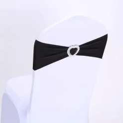 Noeud De Chaise Mariage En Coeur Lycra Noir