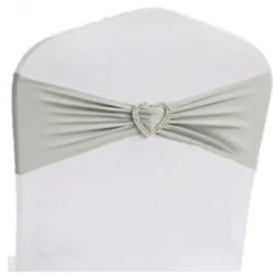 Noeud De Chaise Mariage En Coeur Lycra Gris