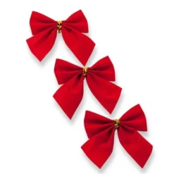 Noeud De Noel Adh Sif Velours Rouge X 2 Pi Ces