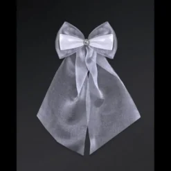 Noeud En Satin Et Organza Blanc 14Cm X 2 Pi Ces