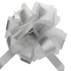 Noeud En Tulle Gris Argent 50Cm X2
