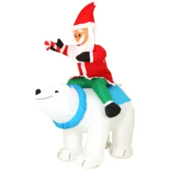 P Re Noel Gonflable Sur Ours Lumineux