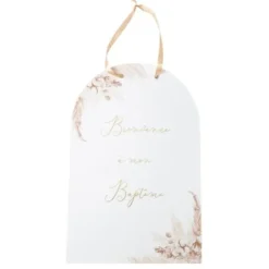 Pancarte Bienvenue A Notre Bapt Me Pampas Fleurs De Coton