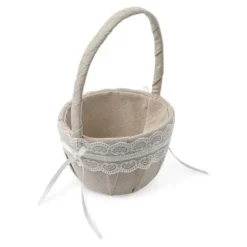 Panier Mariage Lin Et Dentelle