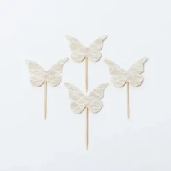Papillon Dentelle Blanc Avec Ficelle X 4 Pi Ces