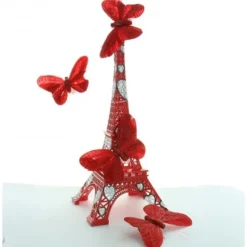 Papillon Sur Pince Scintillante Rouge X 6 Pi Ces