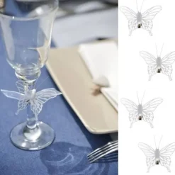 Papillon Transparent Sur Clip Blanc X 4 Pi Ces