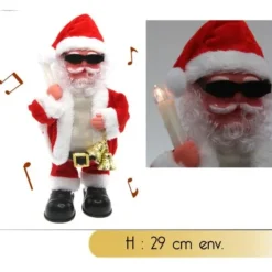 Pere Noel Automate Musical Avec Cloches Et Bougie Led