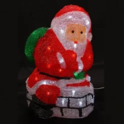 Pere Noel Dans Chemin E Acrylique Solaire 40 Led