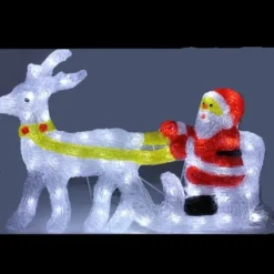 Pere Noel Et Renne Lumineux En Acrylique 48 Led