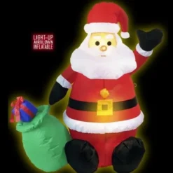 Pere Noel Gonflable Lumineux Avec Sac Cadeau