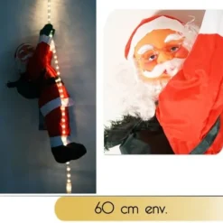 Pere Noel Sur Tube Lumineux 60Cm