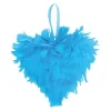 Petit Coeur En Plume Turquoise 12Cm